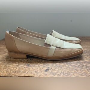 Amalfi by Rangoni Beige Tan Cream Leather Loafers Size 7.5 Italy Slip-On Flats